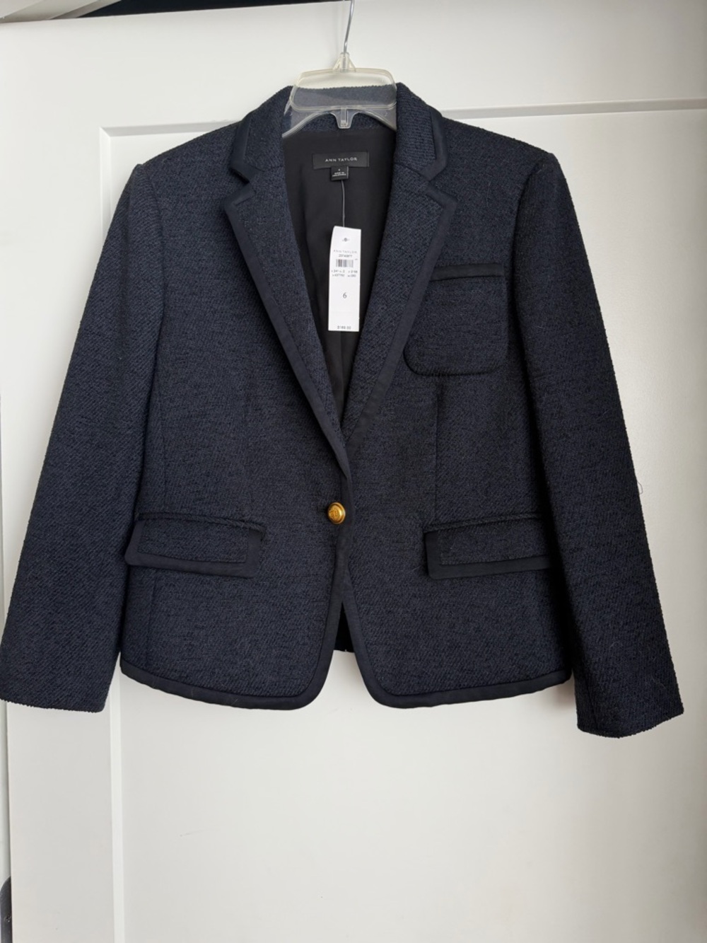 Ann Taylor Dark Navy Textured Blazer